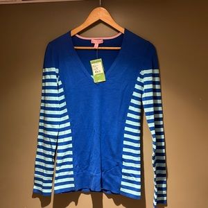 Lilly Pulitzer Blue Adelaide V Neck Sweater sz Small NWT